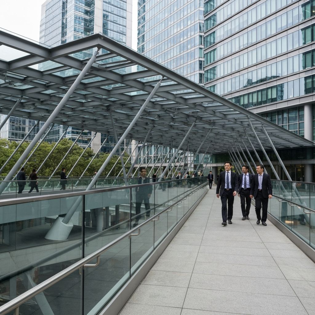 Business district pedestrian bridge